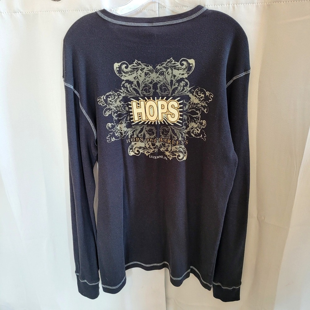 Womens Thermal Shirt XL Stay Thirsty Hops and Barleys Grunge Casual Indie 21664